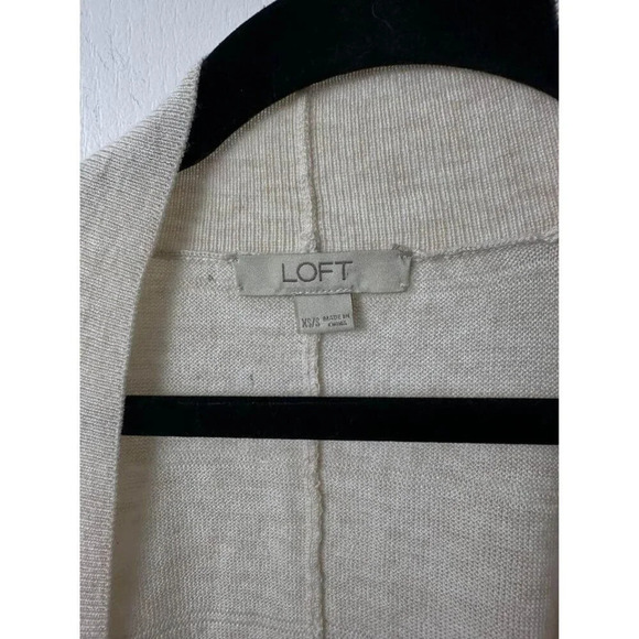 Loft Cardigan Lightweight Rib Striped wrap creme color oversized Small #0880 - Picture 5 of 8